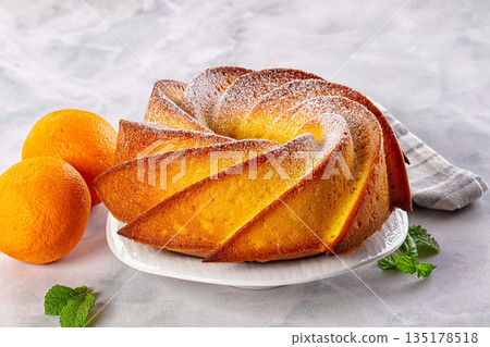 Italian traditional orange cake Chiambella 135178518