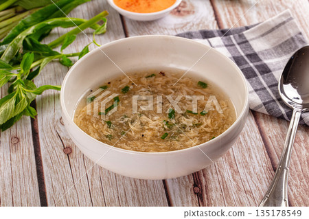Hot Asian crab meat soup Hot Asian crab meat soup 135178549