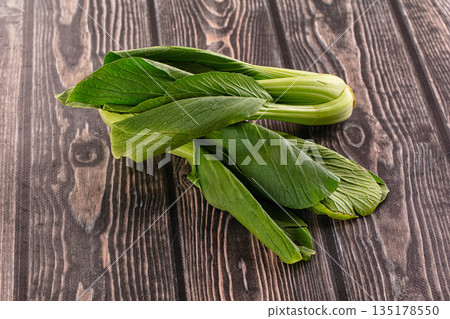 Organic raw green Bok Choy 135178550