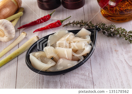 Raw squid rings for cooking 135178562