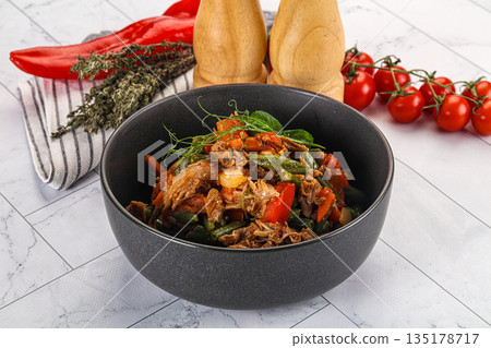 Gourmet shredded meat with vegetables Gourmet shredded meat with vegetables 135178717