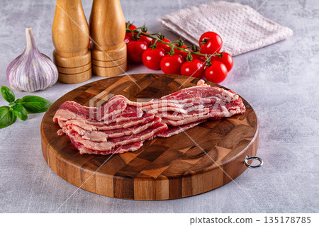 Raw beef marble bacon slices 135178785