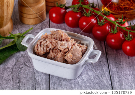 Canned Tuna fish in the bowl 135178789