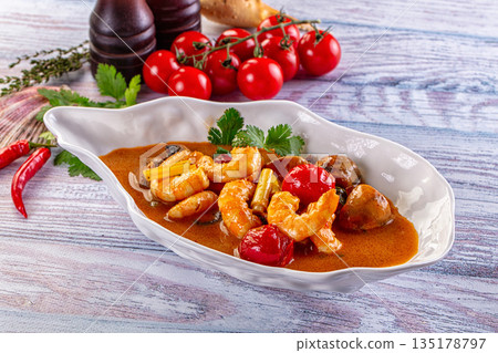 Coconut Thai Tom yum soup 135178797