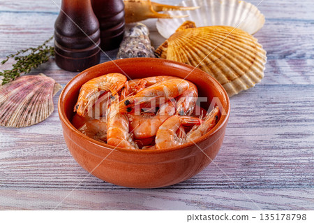 Boiled tiger prawn snack appetizer 135178798