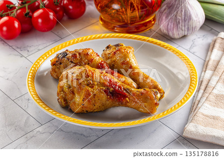 Roasted chicken drumstick with spices 135178816