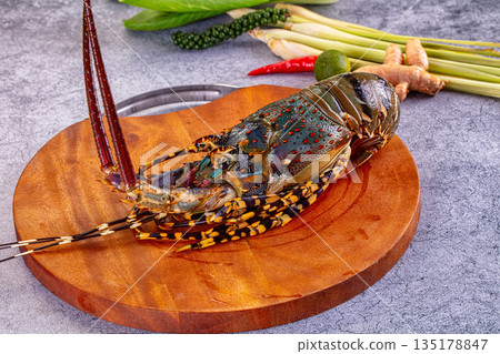Raw wild fresh spiny lobster Raw wild fresh spiny lobster 135178847