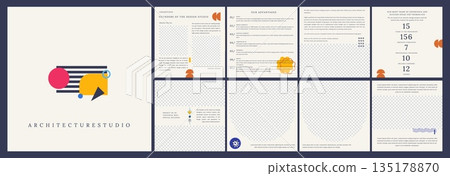 Architecture portfolio. Real estate. Apartment building exterior. Booklet design. Template architectural project professional content. Creative presentation for designer, vector minimalist typography Architecture portfolio. Real estate. Apartment building exterior. Booklet design. Template architectural project professional content. Creative presentation for designer, vector minimalist typography 135178870