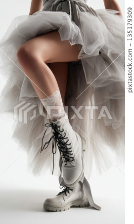 Fashion blend with skirt and boots 135179309