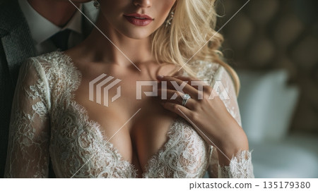 Bride in dress poses for pic Bride in dress poses for pic 135179380