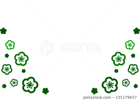 兩種綠色花朵的簡單插畫背景素材 135179657