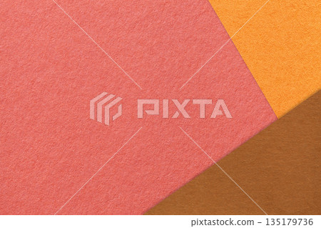 Abstract coral, orange and brown paper background with copy space. Template for presentation, banner, card design 135179736