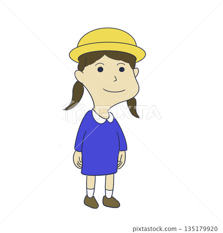 Illustration of a smiling female kindergartener | Simple material that can be used for entering, going to, and graduating from kindergarten Illustration of a smiling female kindergartener | Simple material that can be used for entering, going to, and graduating from kindergarten 135179920