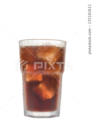 Coca-Cola in Glass with Ice Isolated on White Coca-Cola in Glass with Ice Isolated on White 135181611