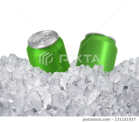 Can of cold beverage, ice cubea of juicy. Summer refreshing drink Can of cold beverage, ice cubea of juicy. Summer refreshing drink 135181937
