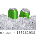 Can of cold beverage, ice cubea of juicy. Summer refreshing drink 135181938