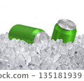 Can of cold beverage, ice cubea of juicy. Summer refreshing drink 135181939