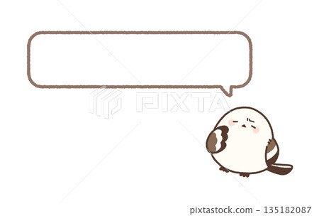 One-line message: Long-tailed tit and speech bubble (worried) One-line message: Long-tailed tit and speech bubble (worried) 135182087