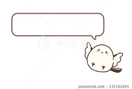 One-line message: Long-tailed tit and speech bubble (surprise) One-line message: Long-tailed tit and speech bubble (surprise) 135182093