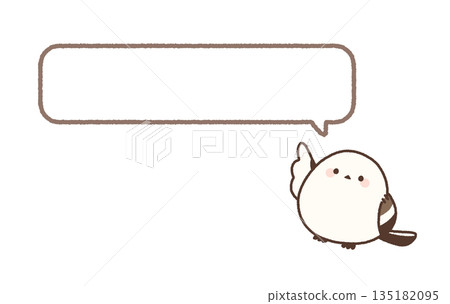 One-line message: Long-tailed tit and speech bubble (pointing) 135182095