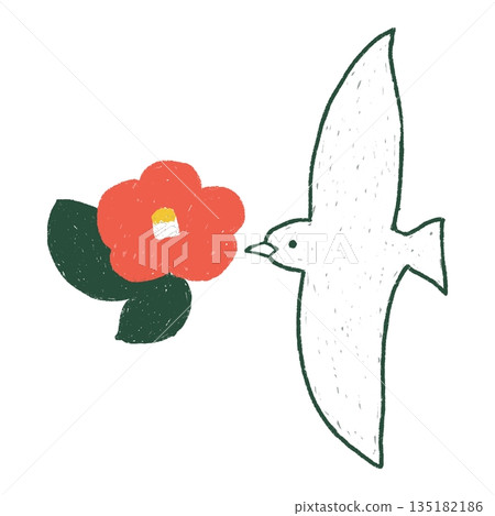 Gentle illustration of a camellia and a flying white bird. Newsletter, Announcement, Winter Gentle illustration of a camellia and a flying white bird. Newsletter, Announcement, Winter 135182186