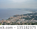 Aerial view Mountain Viewpoint of Bastia in the north of Corsica island - Genoese city overlooking the Mediterranean Sea 135182375
