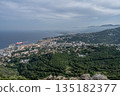 Aerial view Mountain Viewpoint of Bastia in the north of Corsica island - Genoese city overlooking the Mediterranean Sea 135182377