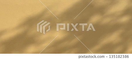Soft dappled shadows on warm beige wall surface 135182386