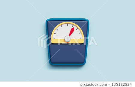 Analog Dial Bathroom Scale. 3D Rendering. Analog Dial Bathroom Scale. 3D Rendering. 135182824