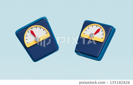 Analog Dial Bathroom Scale. 3D Rendering. Analog Dial Bathroom Scale. 3D Rendering. 135182826