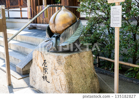 Onmyoji: Seimei Shrine, located on the site of Abe no Seimei's former residence. Peach warding off evil spirits, Seimeicho, Kamigyo Ward, Kyoto City. Onmyoji: Seimei Shrine, located on the site of Abe no Seimei's former residence. Peach warding off evil spirits, Seimeicho, Kamigyo Ward, Kyoto City. 135182827