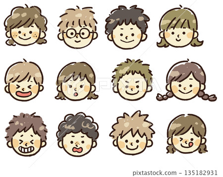 Child facial expression set 135182931