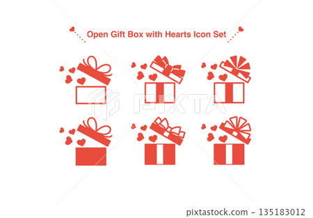 Heart gift box icon set (red) Heart gift box icon set (red) 135183012