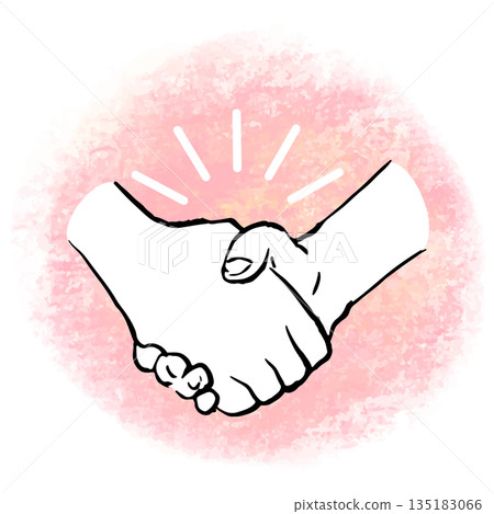 手繪握手插圖－象徵合作與同情 135183066