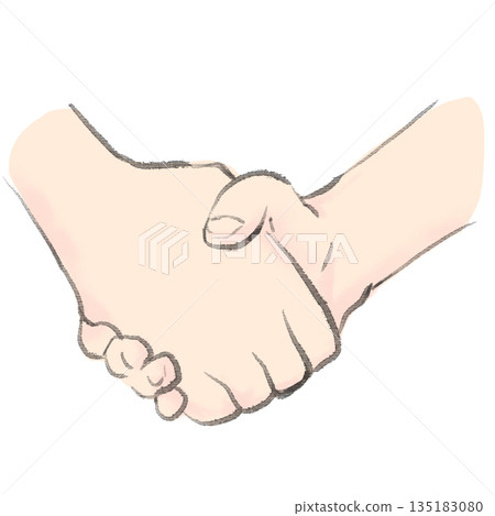 Hand-drawn illustration of shaking hands, watercolor style Hand-drawn illustration of shaking hands, watercolor style 135183080