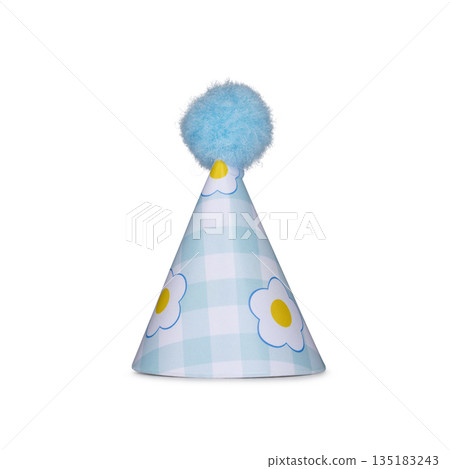 Real photo of party hat on white background 135183243