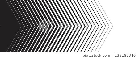 Repeated triangular arrow shapes with faded, transition or halftone effect. Forward, speed, energy or motion print. Modern abstract striped background. Vector graphic illustration Repeated triangular arrow shapes with faded, transition or halftone effect. Forward, speed, energy or motion print. Modern abstract striped background. Vector graphic illustration 135183316