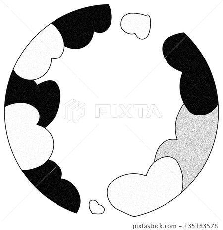 Cute hand-drawn heart background illustration, round heart frame, pen drawing style Cute hand-drawn heart background illustration, round heart frame, pen drawing style 135183578