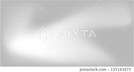 Abstract halftone dots form elegant curved waves across white background, blending seamlessly into grey gradient texture perfect for minimalist posters and creative templates. 135183873