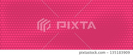 Pink heart pattern with halftone dots creates a romantic background perfect for Valentines Day cards, wedding invitations, or love themed designs with retro comic style. Pink heart pattern with halftone dots creates a romantic background perfect for Valentines Day cards, wedding invitations, or love themed designs with retro comic style. 135183909