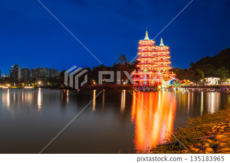 Taiwan Kaohsiung Lotus Pond at night Taiwan Kaohsiung Lotus Pond at night 135183965