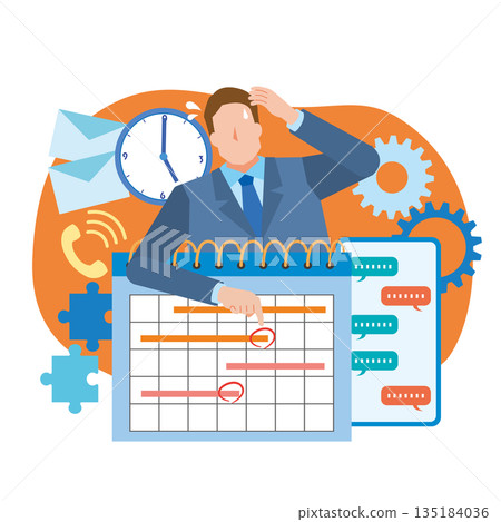 一位忙碌的商人，面臨著完成截止日期的壓力 135184036