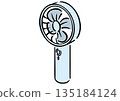 Isometric handheld fan. Hand drawn isometric. 135184124
