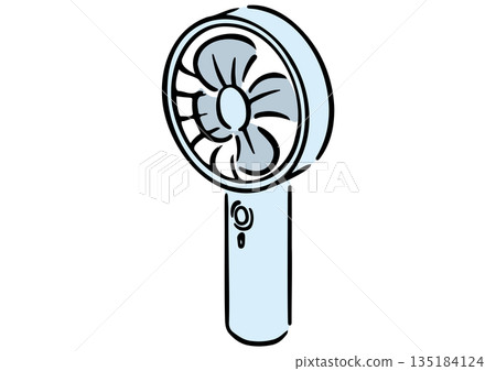 Isometric handheld fan. Hand drawn isometric. 135184124