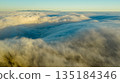 Beautiful Sunset with Purple Tint , Aerial Shot Above Clouds 135184346