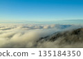 Beautiful Sunset with Purple Tint , Aerial Shot Above Clouds 135184350