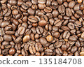 Dark roasted coffee beans 135184708