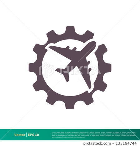 Plane and Gear Icon Vector Logo Template Illustration Design. Vector EPS 10. Plane and Gear Icon Vector Logo Template Illustration Design. Vector EPS 10. 135184744