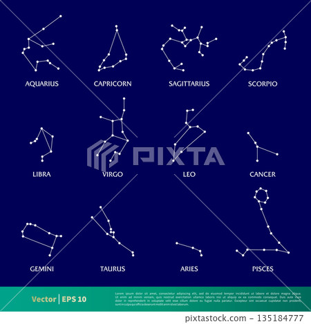 Set Astronomy Constellation Star Icon Vector Logo Template Illustration Design. Vector EPS 10. 135184777