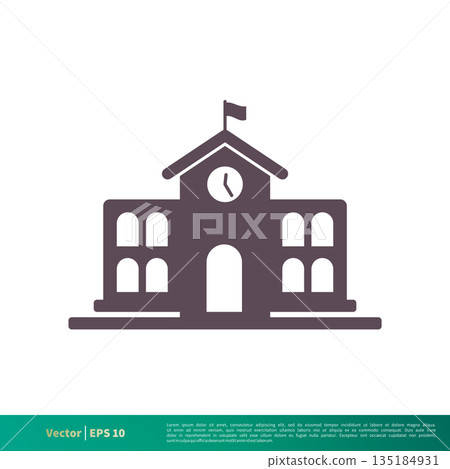 School Building Icon Vector Logo Template Illustration Design. Vector EPS 10. School Building Icon Vector Logo Template Illustration Design. Vector EPS 10. 135184931